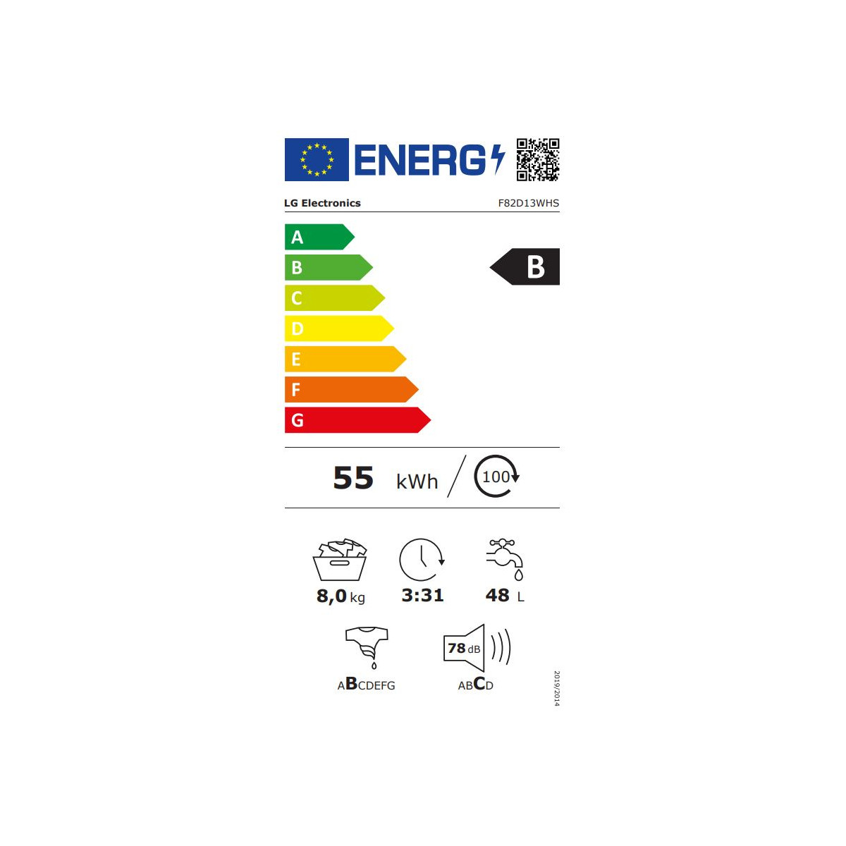 LG f82d13whs étiquette énergie
