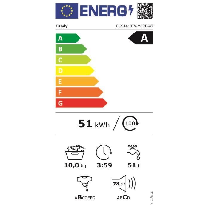 CANDY CSS1410TWMCBE-47 étiquette energie