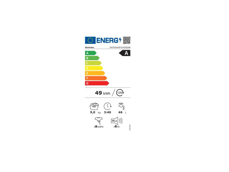 ELECTROLUX EW7F2916OP étiquette energie