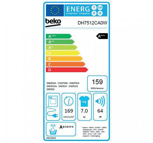 BEKO DH7512CA0W étiquette énergie