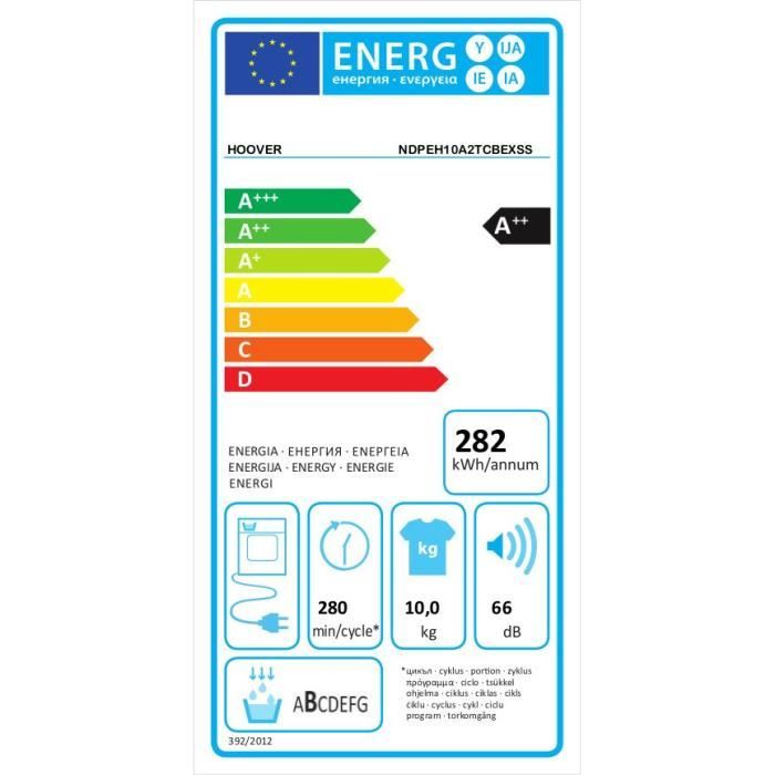 HOOVER NDPEH10A2TCBEXSS étiquette énergie