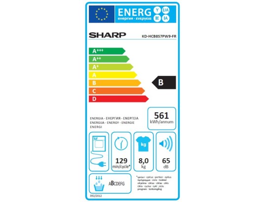 SHARP KD-HCB8S7PW9 étiquette énergie