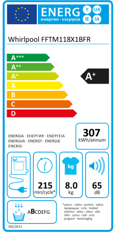 WHIRLPOOL FFTM118X1BFR étiquette energie