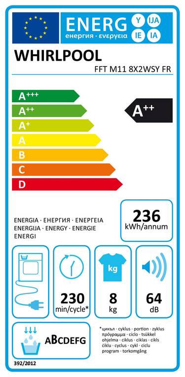 WHIRLPOOL FFTM118X2WSYFR étiquette énergie