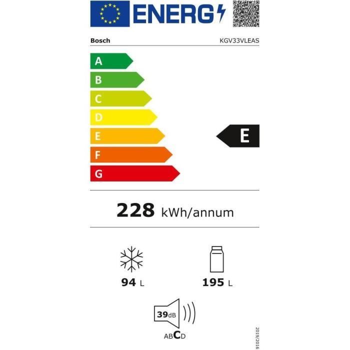 BOSCH KGV33VLEAS étiquette énergie
