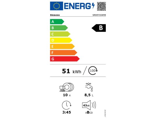SIEMENS SR95YX04ME étiquette énergie