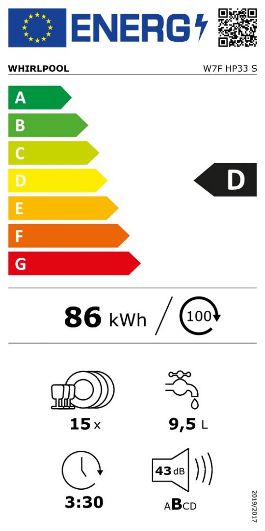WHIRLPOOL W7FHP33S étiquette énergie