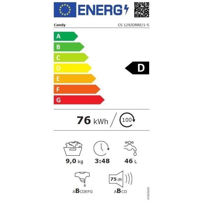 CANDY CS1292DRRE/1-S étiquette énergie