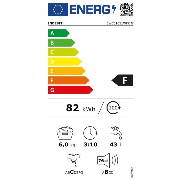 INDESIT EWC61051WFRN étiquette énergie
