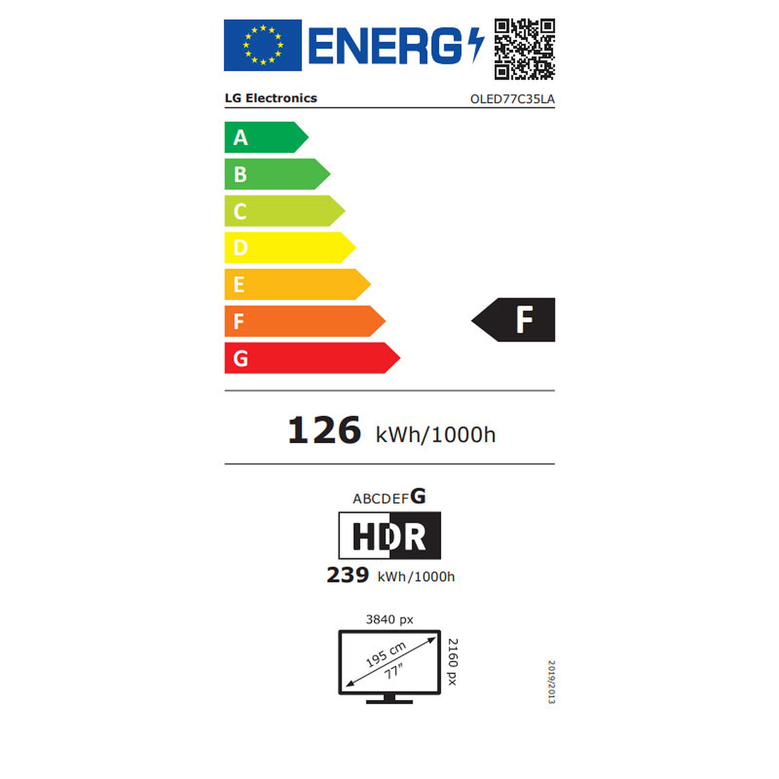 LG OLED77C3 étiquette énergie