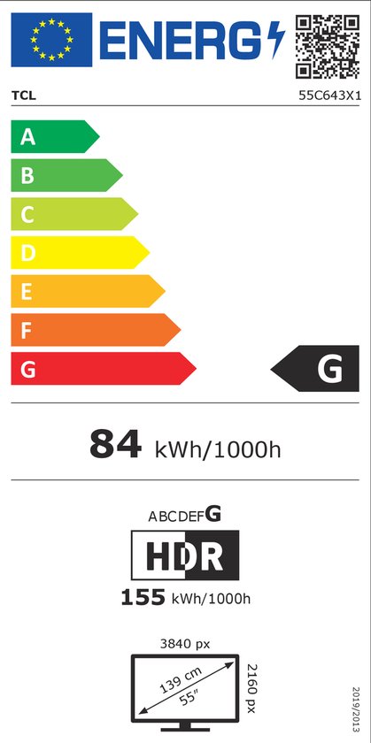 TCL 55C643 étiquette énergie