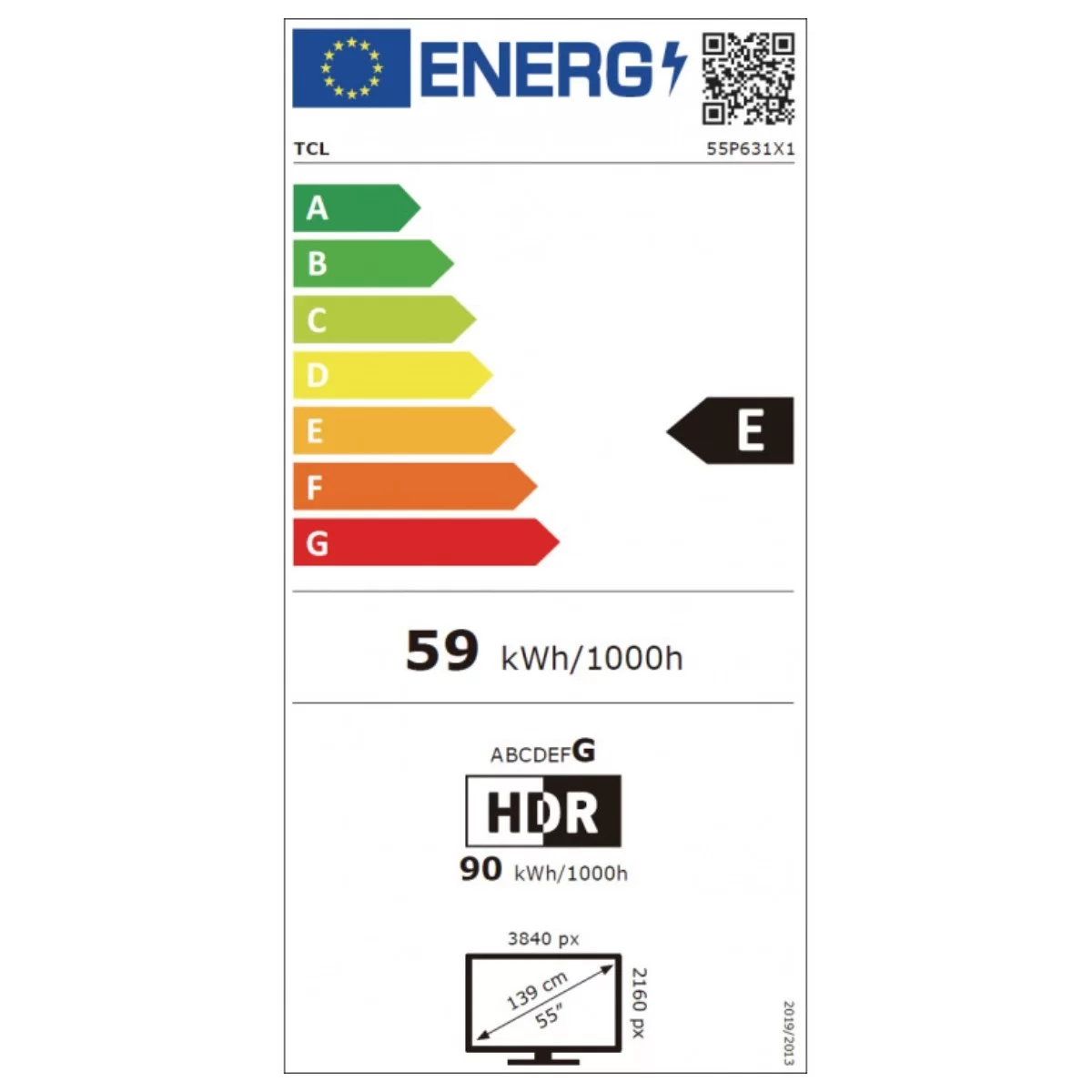 TCL 55P631 étiquette énergie