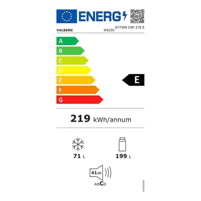 VALBERG CNF 270 E W625C étiquette énergie