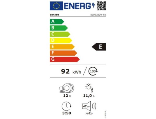 BRANDT DWF128DW étiquette énergie